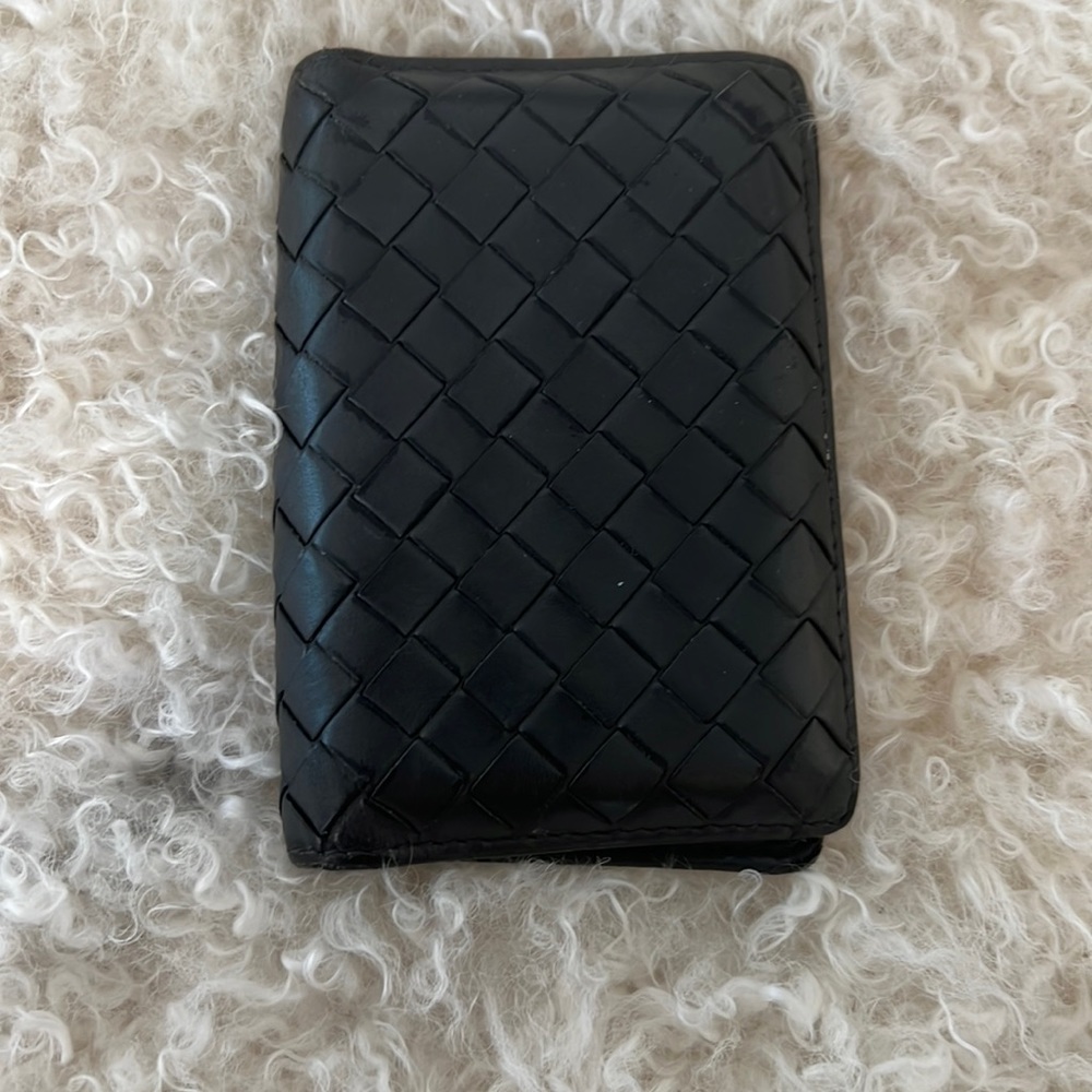 Bottega Veneta! Black Woven Leather Card Holder/Wallet - Men